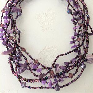 18" Czech Glass Bead PURPLE Nec…